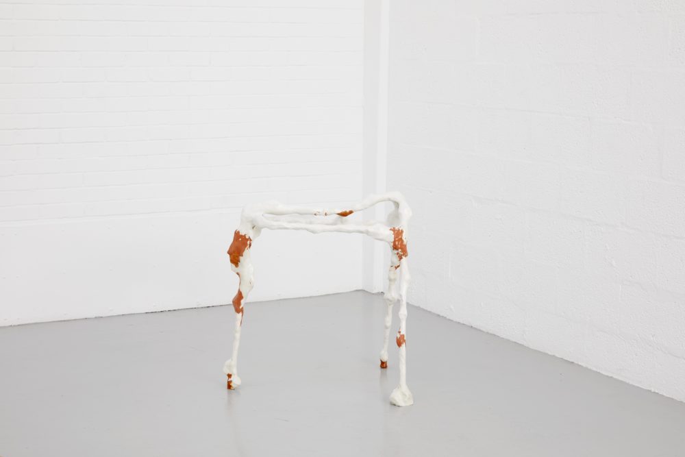 Harriet Bowman, Midnight Gemini (2018) Milliput, clay, FIMO and varnish. Installation view, All Round-er (sad sale), Spike Island (2018) Photograph by Stuart Whipps