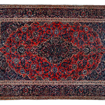 highly details and intricate large RESTORED KASHAN CARPET. DYED SHEEP'S WOOL EMBROIDERY.