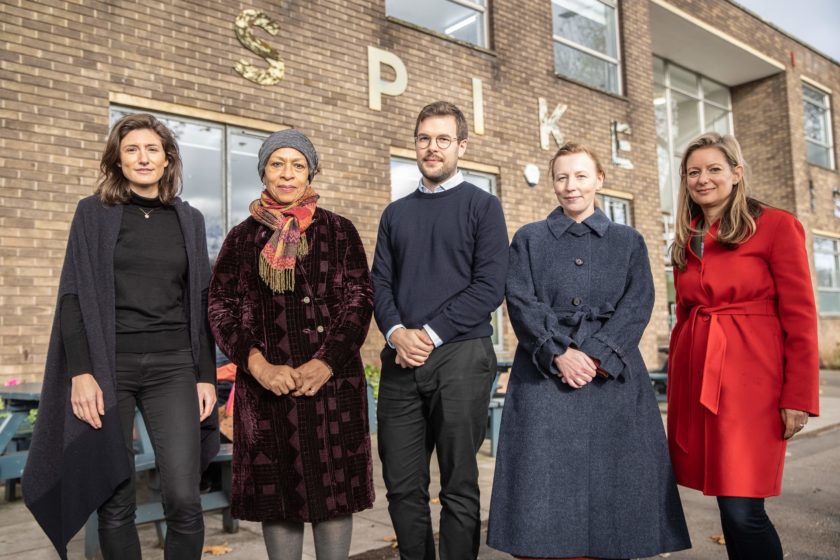 Vanessa Boni, Veronica Ryan, Robert Leckie, Elisa Kay and Melanie Cassoff at Spike Island. Photograph by Jeff Moore