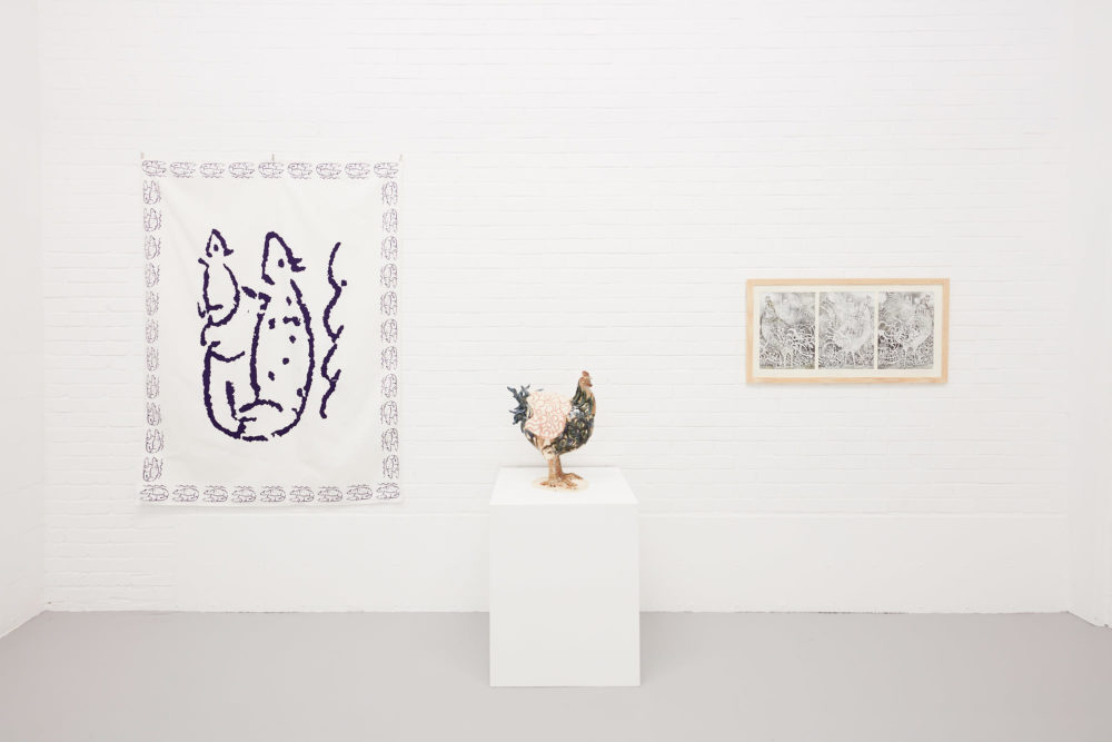 Nicholas Wright, A Chance To Look At Chicken (2019) Installation view, Spike Island, Bristol. Photograph by Max McClure