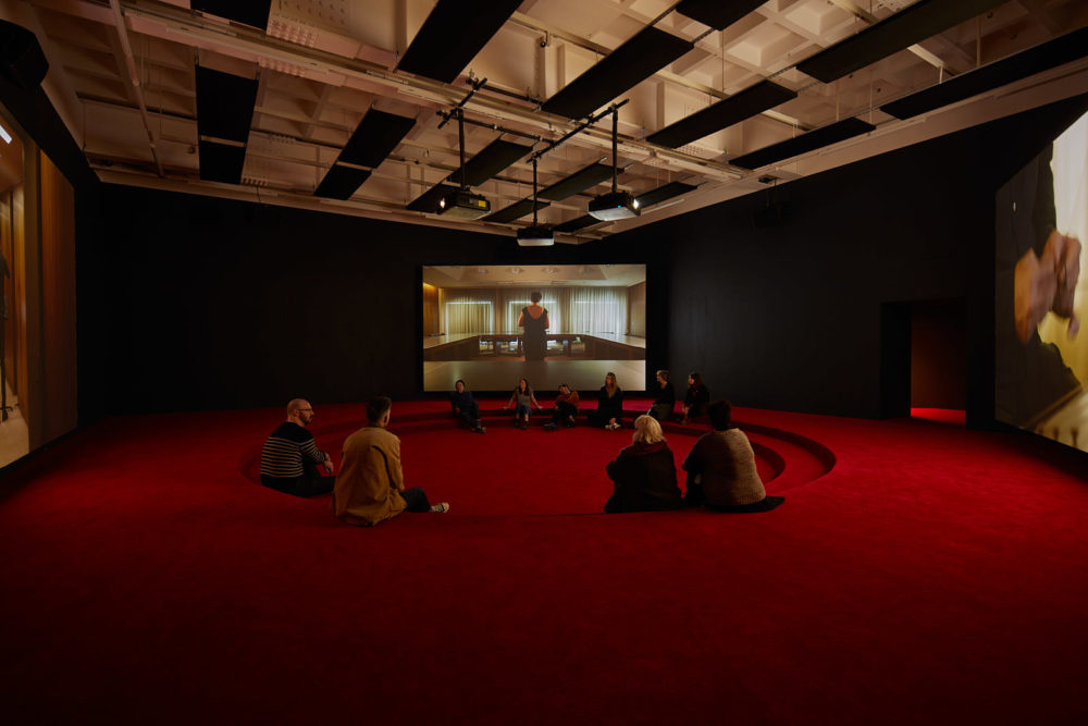 Angelica Mesiti ASSEMBLY (2020) installation view, Arnolfini, Bristol. Photograph by Max McClure