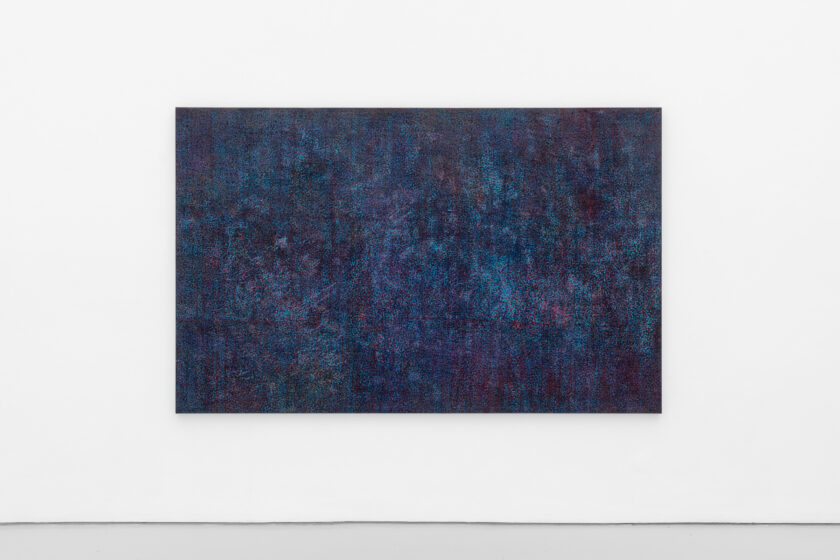 image of large painting by Howardena Pindell hanging on gallery wall at Spike Island