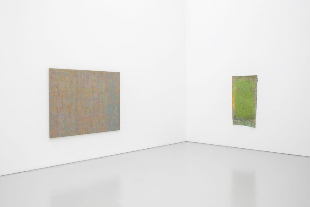 An installation photograph of Howardena Pindell: 'A New Language' at Spike Island