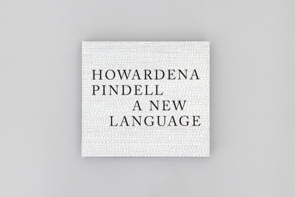 Image of Howardena Pindell's book, 'A New Language' on plain background.